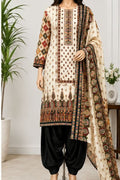 Heavy Rayon Print | Sroski Work | Printed Dupatta | Unstitched - Black