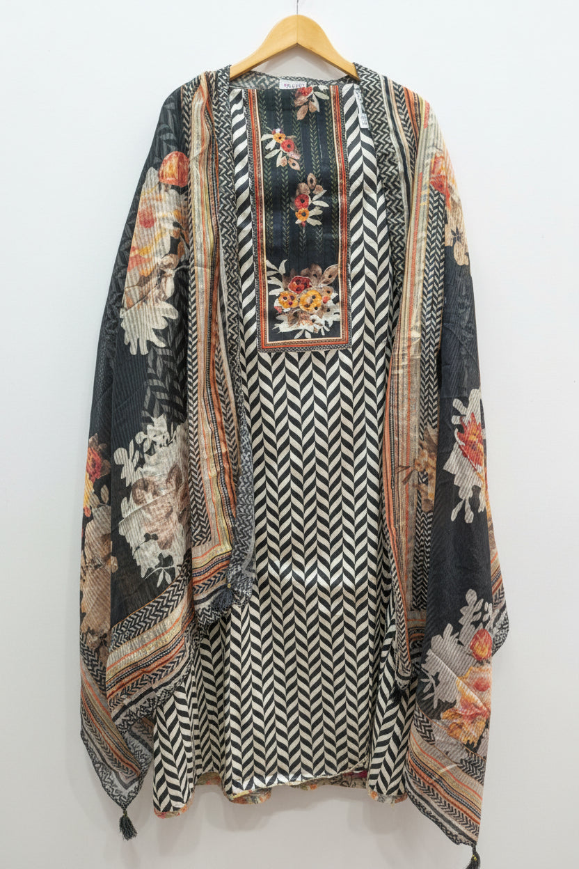 Jam Cotton Abstract Print with Neck Patch | Unstitched |
