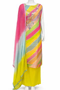 Digital Organza Multicolor with Neck Embroidery | Unstitched |