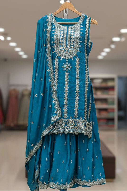 ReadyMade Dress | Heavy Embroider Chinnon with Sharara
