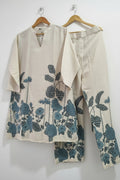 Khadi Cotton Cord-Set with Blue flower Pattern