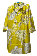 Rayon Cotton Printed Cord-Set with Collar - Mustard