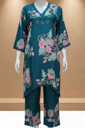 C-Cut Rayon Cotton V-Neck Cord-Set with Floral Print and Pockets