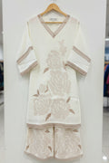 Elegant Cord-Set with Neck, Sleeves and Bottom Embroidery
