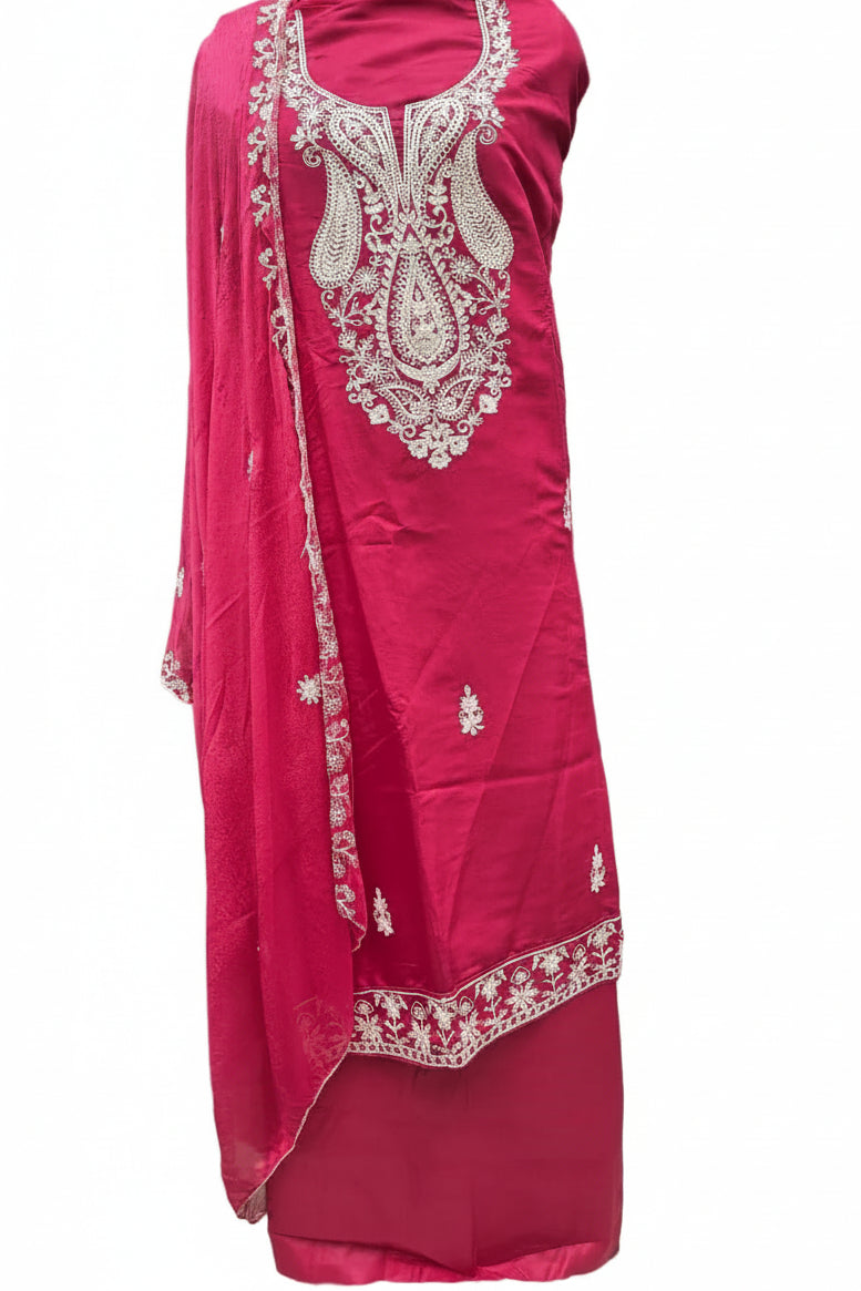 Roman Silk with Kashmiri Work | Unstitched |