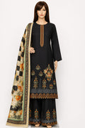 Heavy Rayon  | Thread Embroidery | Muslin Digital Print Dupatta |Unstitched | Jet Black