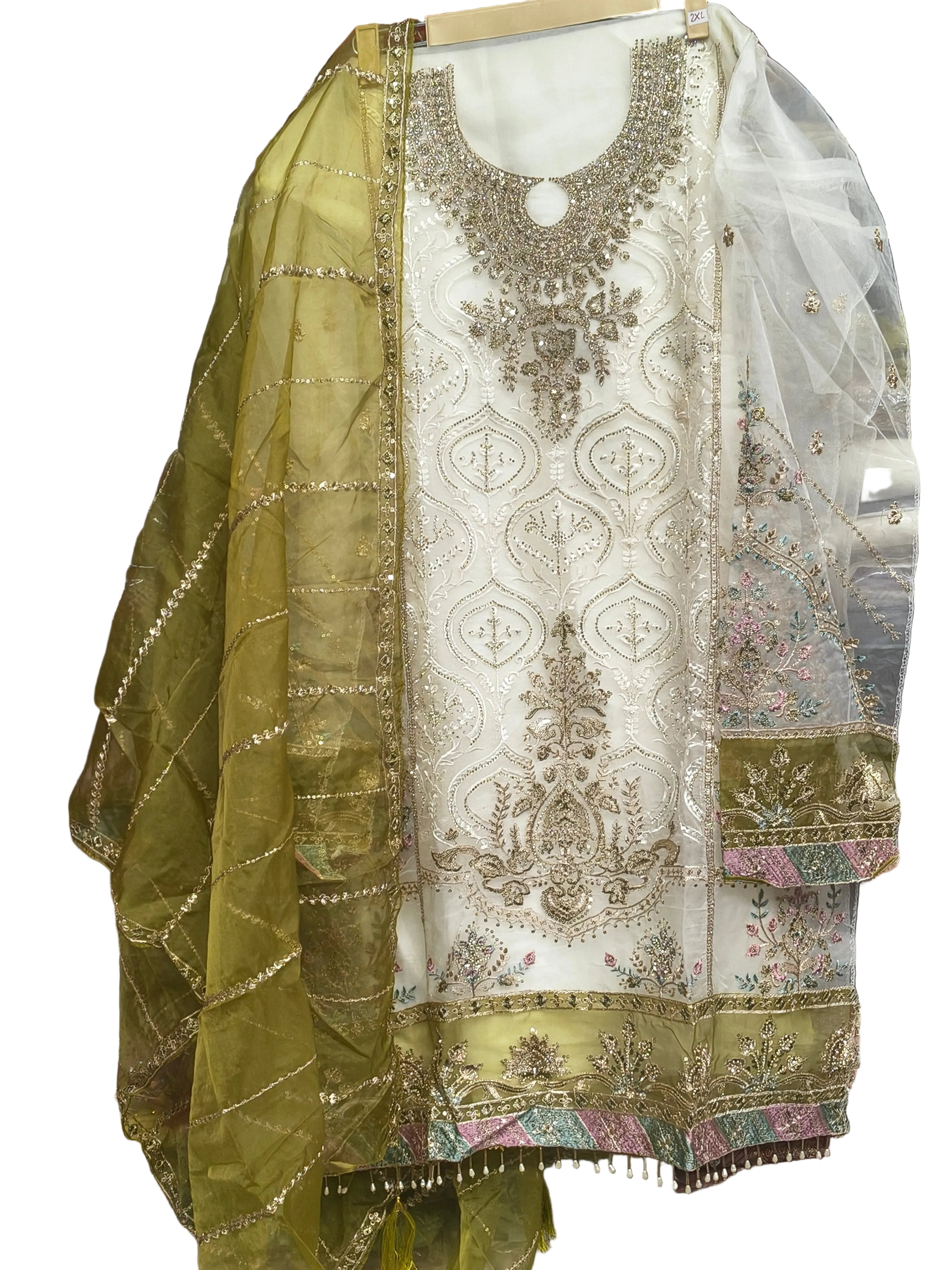 Contrast Organza with Heavy Embroidery and Zarkan Work | Unstitched |