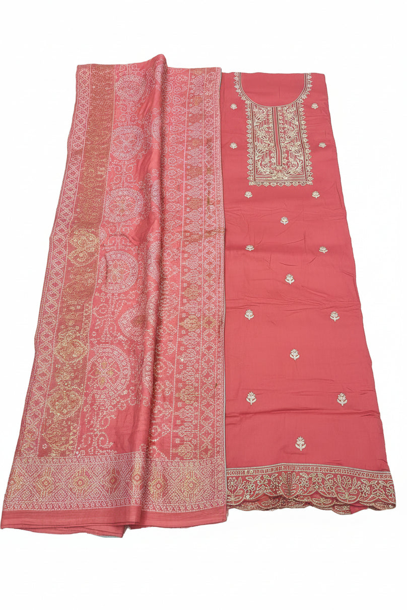 Pure Zam Cotton Dyed With Embroidery Work With Swarovski Diamond | Unstitched |