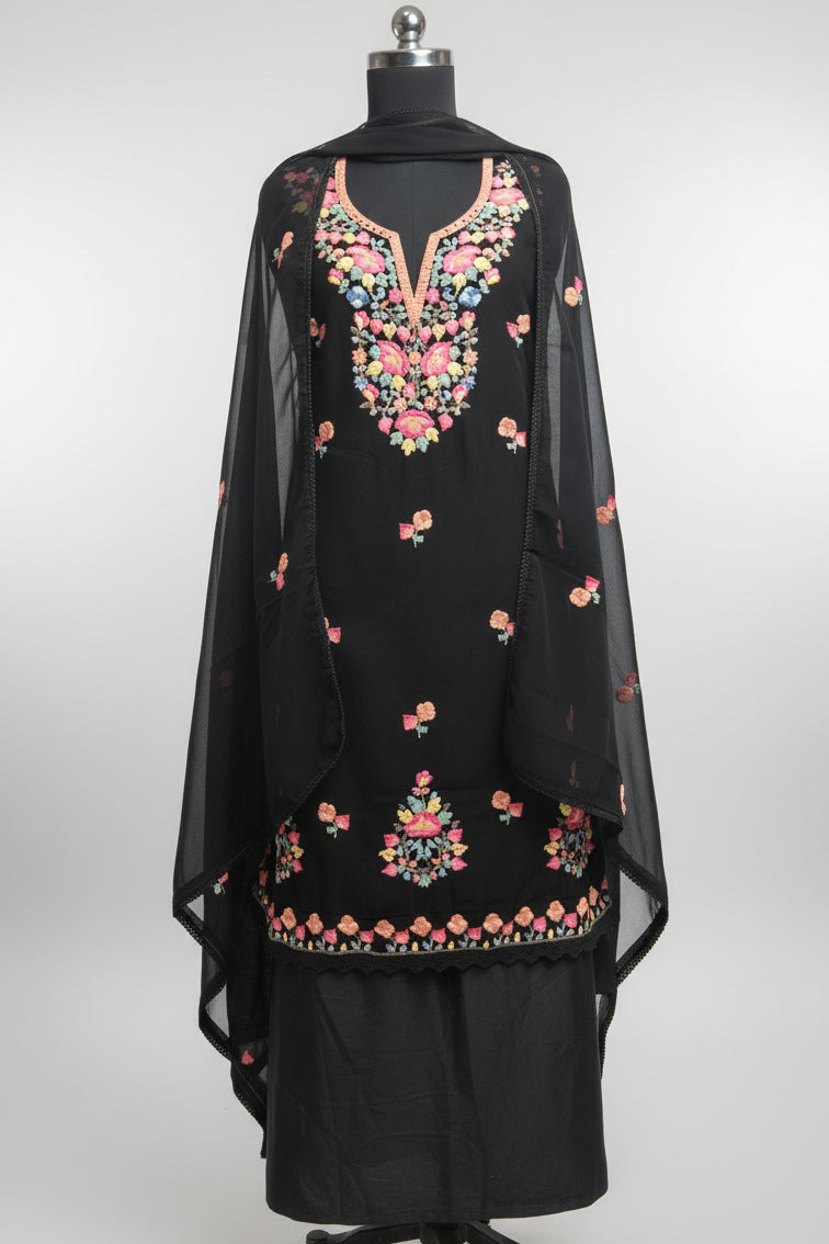 Georgette Fabric With Kashmiri Embroidery On Neck | Unstitched |