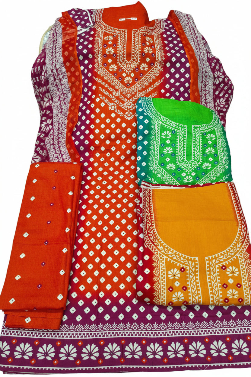 Claire Plus Printed Cotton with HP Print Dupatta | Unstitched |