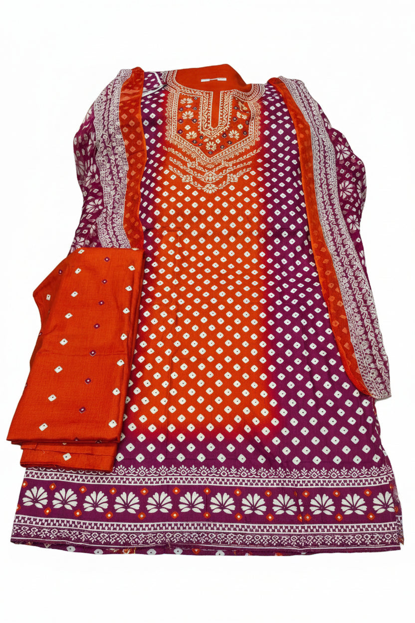 Claire Plus Printed Cotton with HP Print Dupatta | Unstitched |