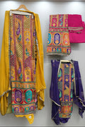 Colorful traditional outfits with digital print and heavy embroidery