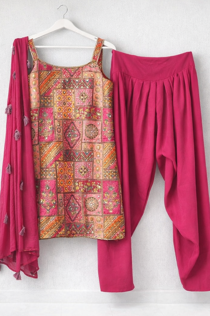 ReadyMade Dress | Self Print Heavy Hand Work with Farshi Salwar