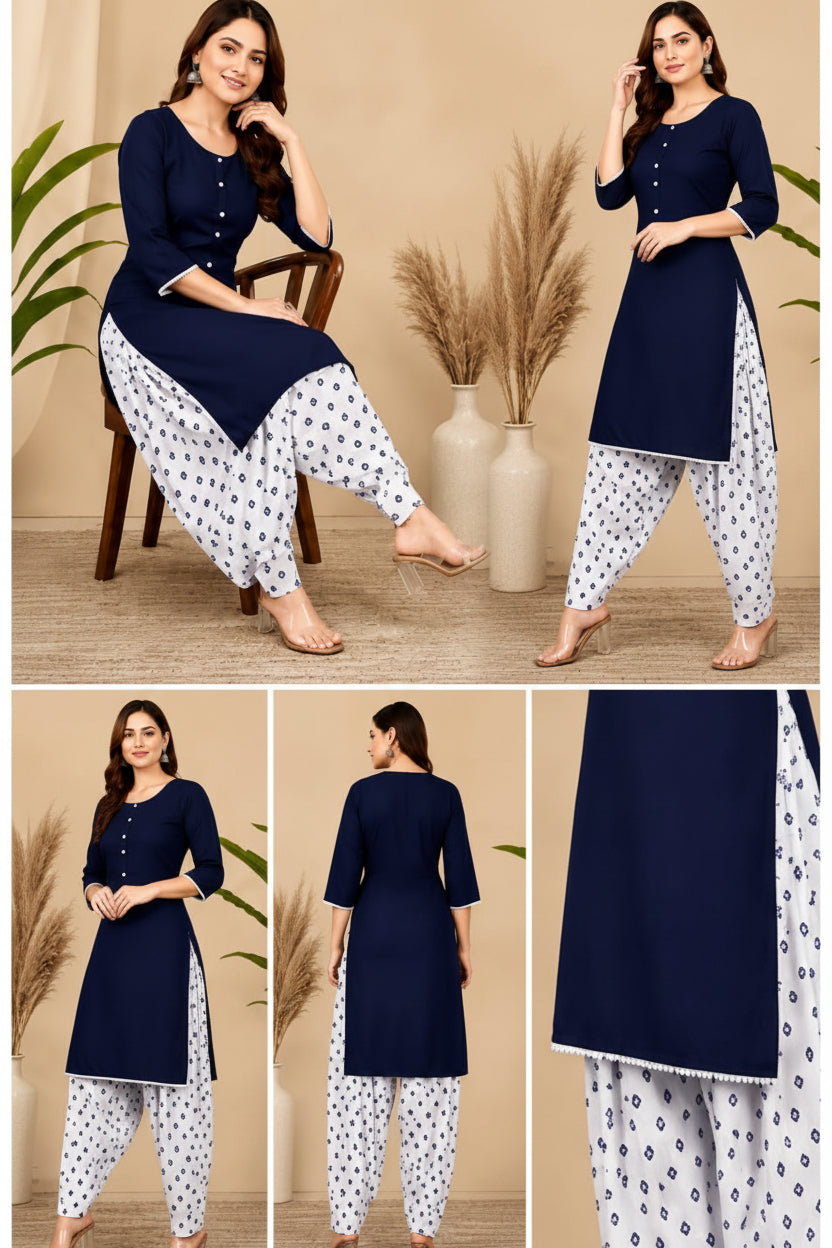 Farshi Salwar 2 Piece Rayon - NavyBlue