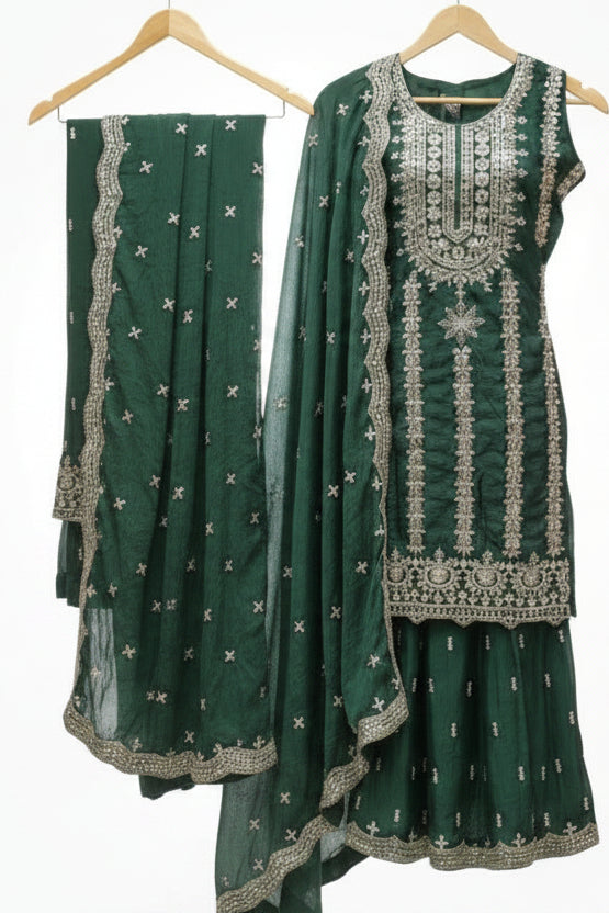 ReadyMade Dress | Heavy Embroider Chinnon with Sharara