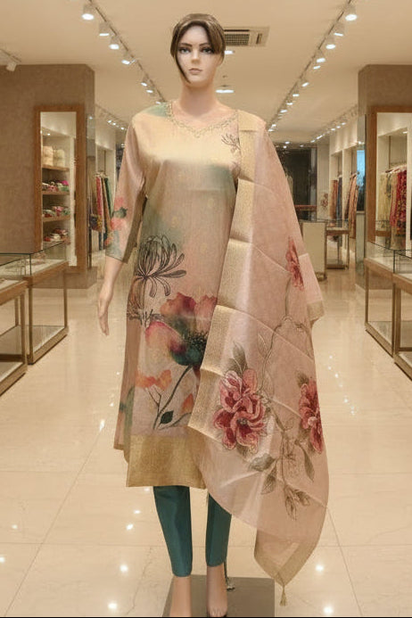 Pure Jacard Silk with Digital Print Dupatta