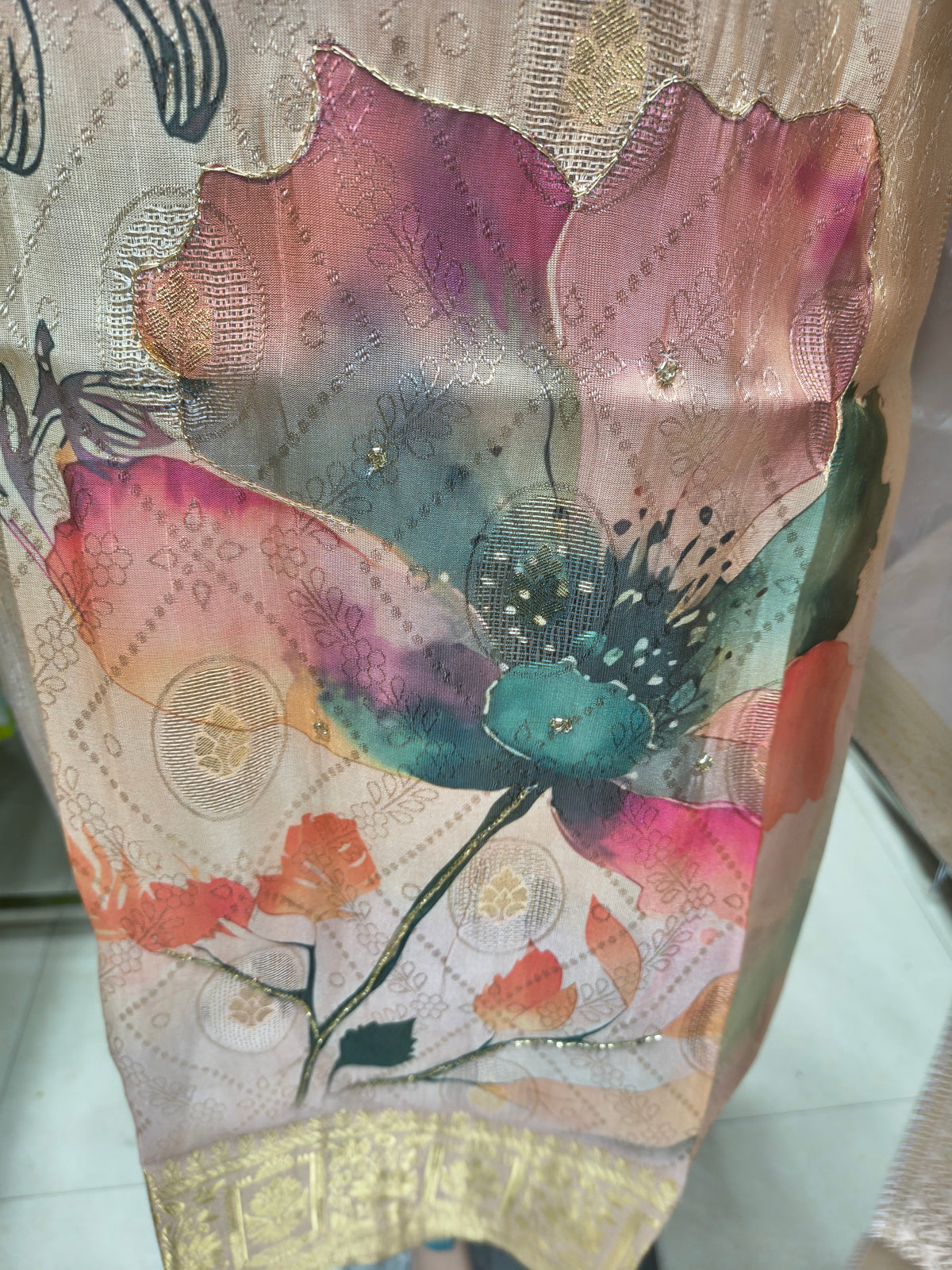 Pure Jacard Silk with Digital Print Dupatta