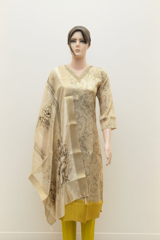 Pure Jacard Silk with Neck Work
