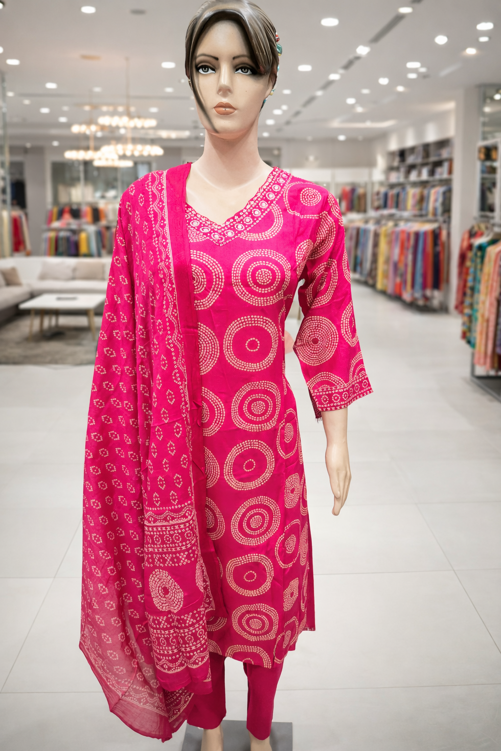 Rayon with neck work