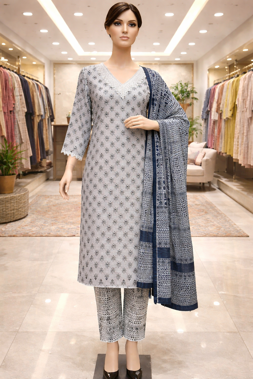 Mul Cotton with Lace Work
