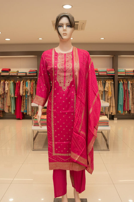 Muslin with Hand and Mirror Work