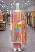 Muslin Digital Print with  Lace Work