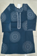 Navy blue shirt with white patterns