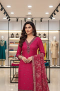 Roman Silk with Neck Work - Rani Color
