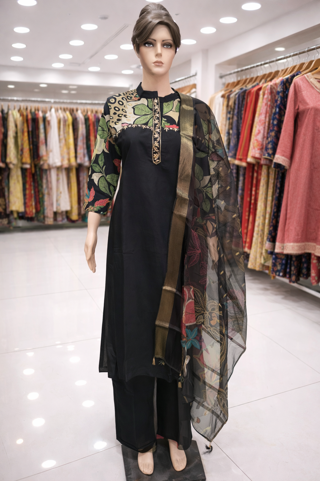 Roman Silk with Heavy Neck Work