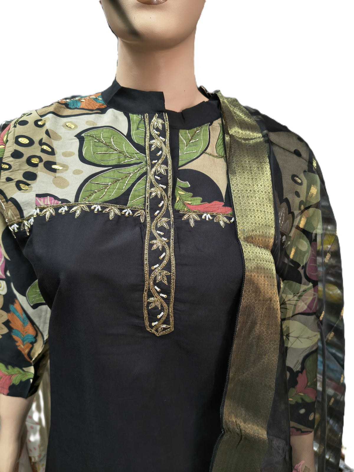 Roman Silk with Heavy Neck Work