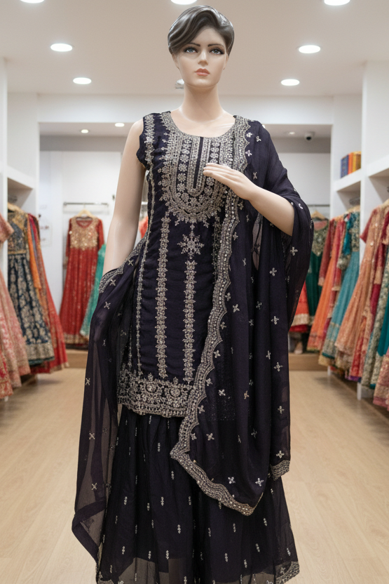ReadyMade Dress | Heavy Embroider Chinnon with Sharara
