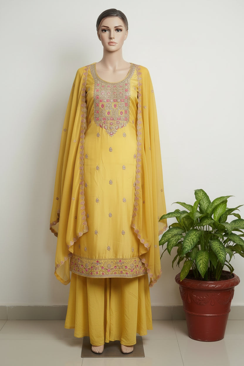 Pure Glass Organza With Heavy Work Dupatta | Unstitched |