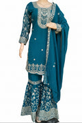 ReadyMade Dress | Heavy Embroider Georgette with Sharara