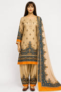 Armani Satin | Digital Print | Farshi Salwar |  Digital Print Dupatta | Unstitched | Beige