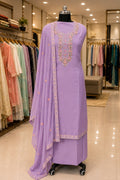 Viscose Organza | Handwork  | Embroider Dupatta | Unstitched |  Lavender