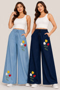 Silky Denim Pocket Palazo with Double Patch | Palazo