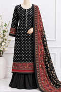Linen Cotton Fabric with Polka Dots  | Unstitched | Black