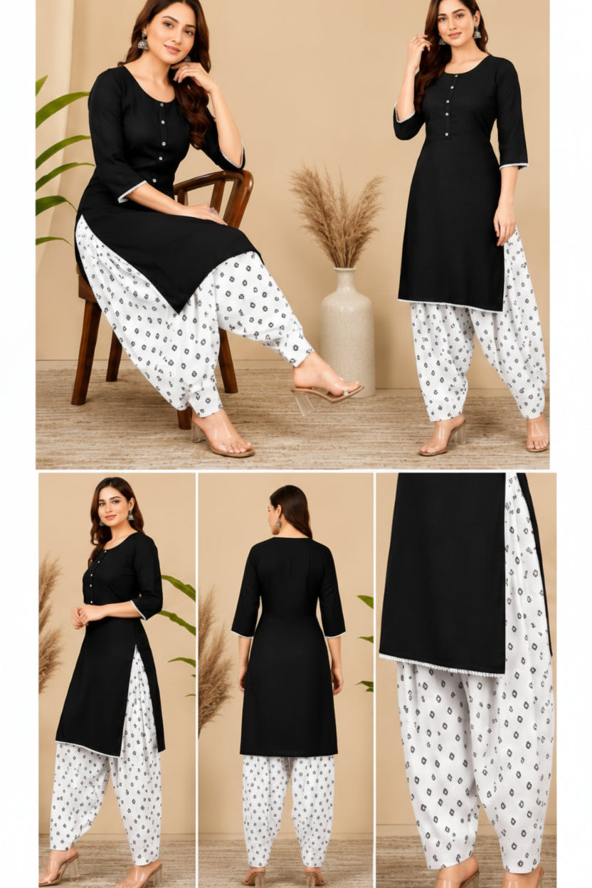 Farshi Salwar 2 Piece Rayon - Black