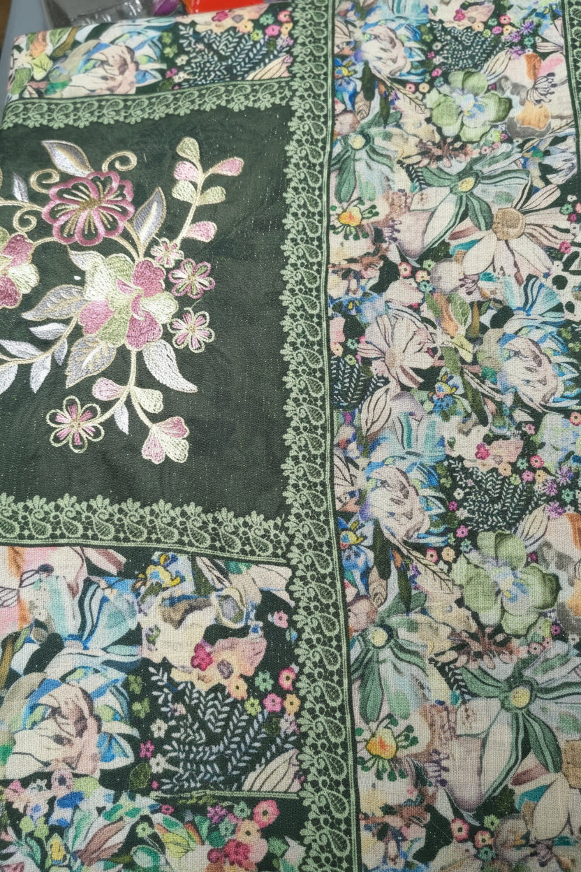 Shimmer Printed with Embroidery | Unstitched |